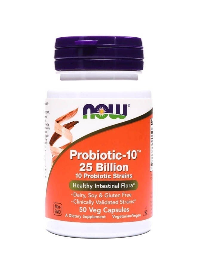 now مكمل غذائي بروبيوتيك-10، 50 كبسولة