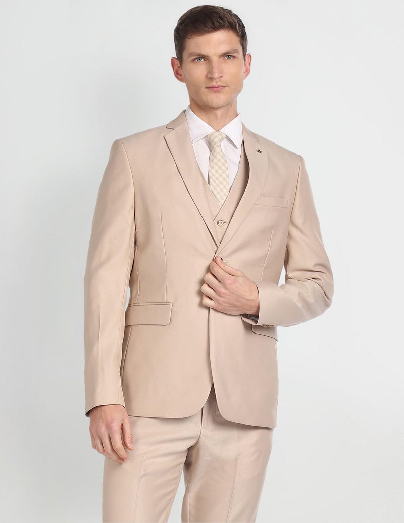 Arrow Men's Polyester Single Breasted Business Suit Pants Set (ARAGSU5541_Beige - Image 2