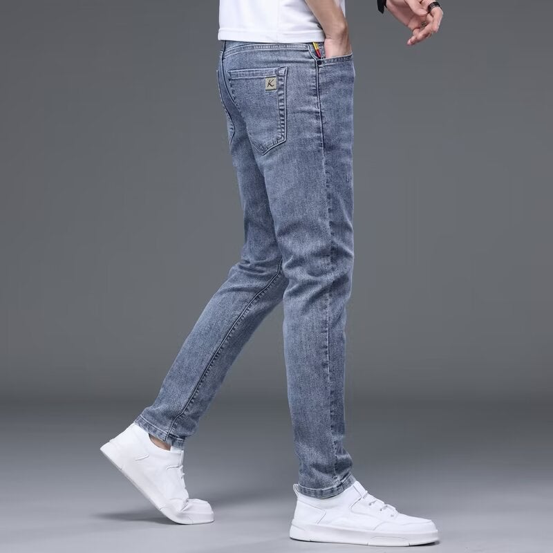 Blue Jeans Mens Autumn Thin Straight Slim-fit 2024 New Fashion Brand Casual Spring and Autumn Mens Long Pants 310 blue - Image 2