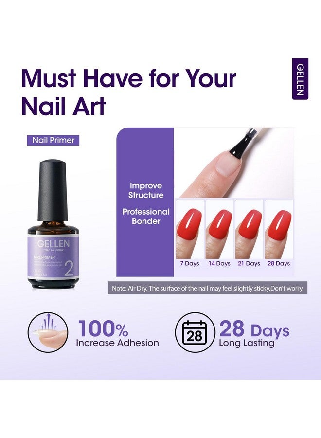 Gellen Nail Dehydrator and Primer, Hema-free & Acid-Free Nail Prep Dehydrate and Bond Primer for Long-lasting Acrylic Powder UV Gel Polish Press-on Nails Adhesion Fast Air Dry Nail Art Must Have Kit - Image 5