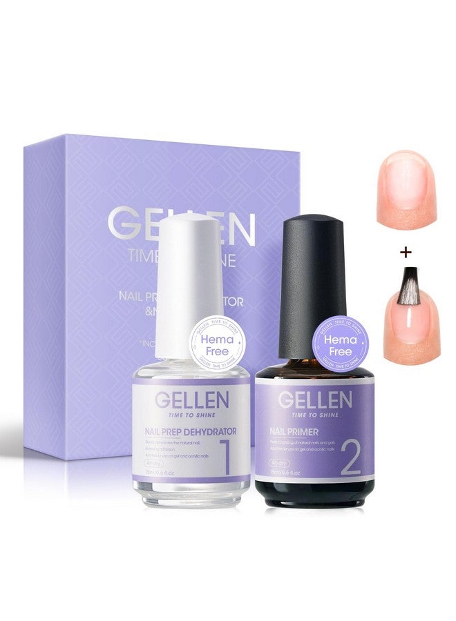 Gellen Nail Dehydrator and Primer, Hema-free & Acid-Free Nail Prep Dehydrate and Bond Primer for Long-lasting Acrylic Powder UV Gel Polish Press-on Nails Adhesion Fast Air Dry Nail Art Must Have Kit - Image 1