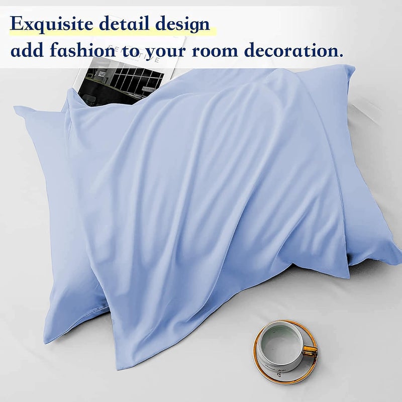 Filbert Luxurious Homes Series 400TC Egyptian Cotton Pillow Cover 18 x 28 Set of 2Sky Blue - Image 2