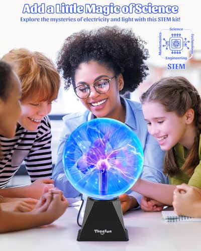 Theefun Blue Plasma Ball: 8 Inch Huge Plasma Globe Birthday Gifts Touch & Sound Sensitive Plasma Ball Lamp Electric Ball Lightning Novelty Light for Parties, Home, Prop, Room Decoration - Image 4
