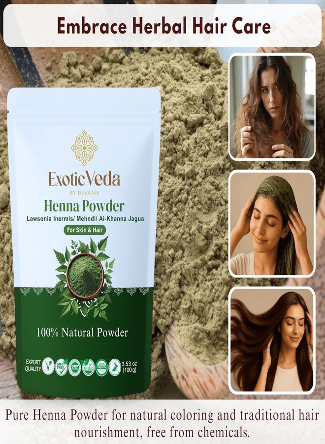 Exotic Veda Henna Powder 100g – 100% Pure Natural Henna for Hair Dye & Mehndi Powder, Triple-Sifted, Chemical-Free, Herbal Hair Coloring, Long-Lasting Vibrant Color, Freshly Packed - Image 3
