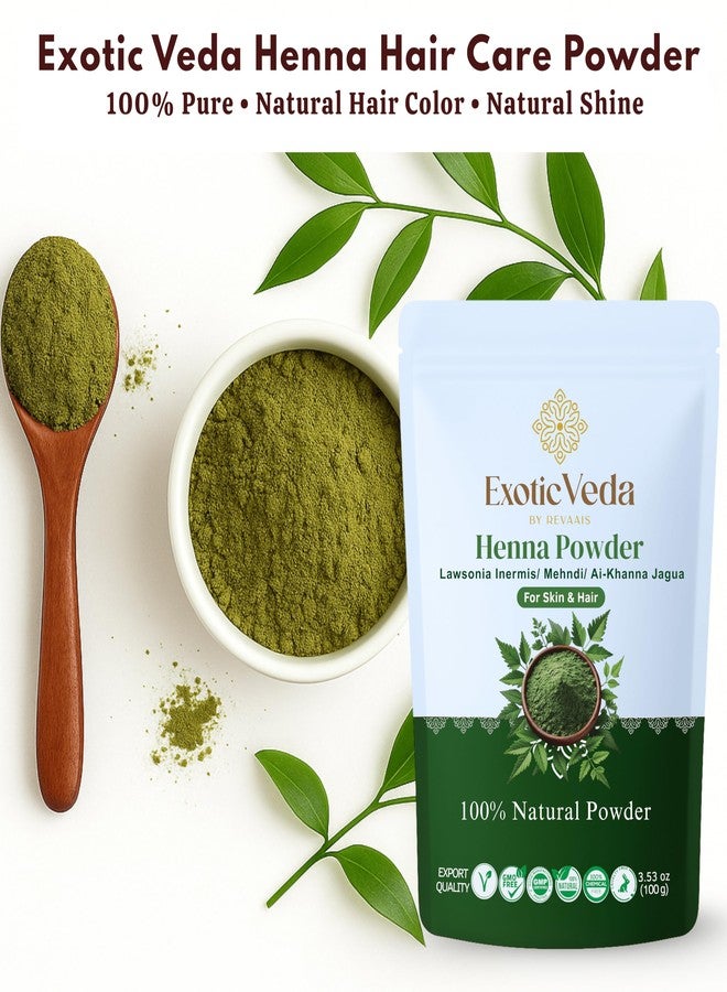 Exotic Veda Henna Powder 100g – 100% Pure Natural Henna for Hair Dye & Mehndi Powder, Triple-Sifted, Chemical-Free, Herbal Hair Coloring, Long-Lasting Vibrant Color, Freshly Packed - Image 2