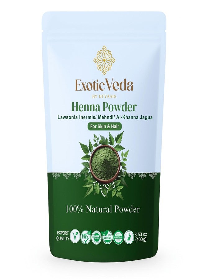 Exotic Veda Henna Powder 100g – 100% Pure Natural Henna for Hair Dye & Mehndi Powder, Triple-Sifted, Chemical-Free, Herbal Hair Coloring, Long-Lasting Vibrant Color, Freshly Packed - Image 1