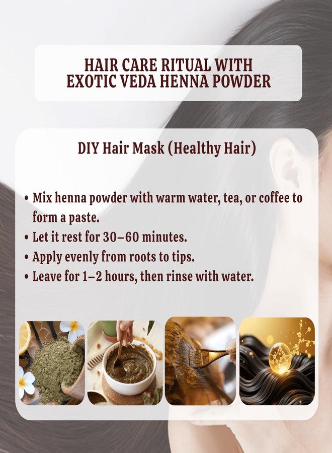 Exotic Veda Henna Powder 100g – 100% Pure Natural Henna for Hair Dye & Mehndi Powder, Triple-Sifted, Chemical-Free, Herbal Hair Coloring, Long-Lasting Vibrant Color, Freshly Packed - Image 4