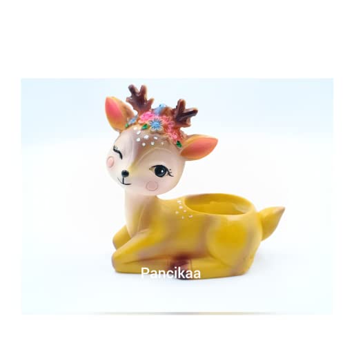Pancikaa Deer Planter Resin Succulent | Handicraft Flower Pot for Home, Office Desk, Garden | Multicolor Decorative Mini Outdoor - Indoor Plants Stand | Cute Stylish Miniature Ornament - Image 1