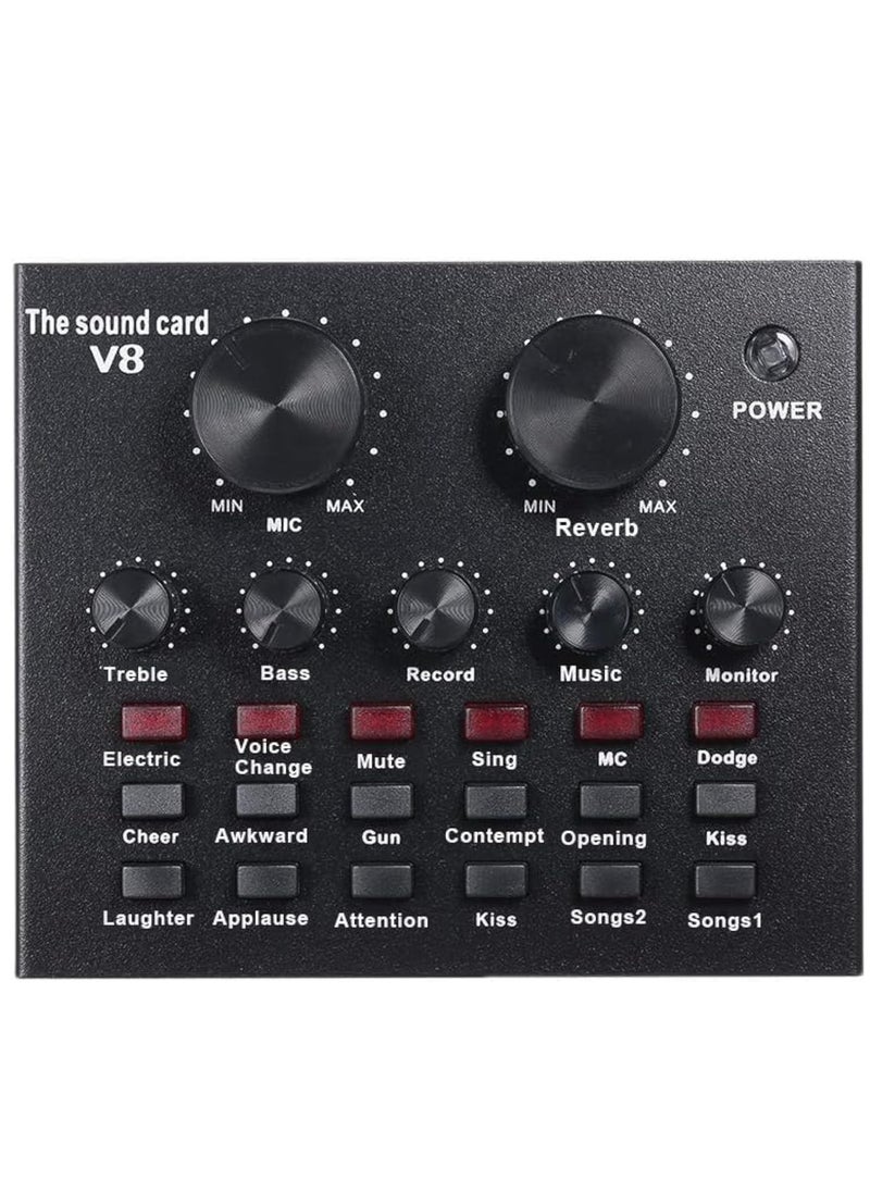 ELTRAZONE V8 Multifunctional Live Sound Card USB Audio Interface Intelligent Volume Adjustable Audio Mixer Sound Card for Recording Hosting Speech  - Image 1