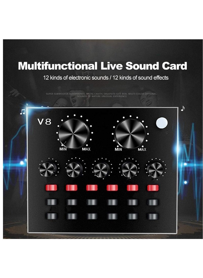 ELTRAZONE V8 Multifunctional Live Sound Card USB Audio Interface Intelligent Volume Adjustable Audio Mixer Sound Card for Recording Hosting Speech  - Image 4