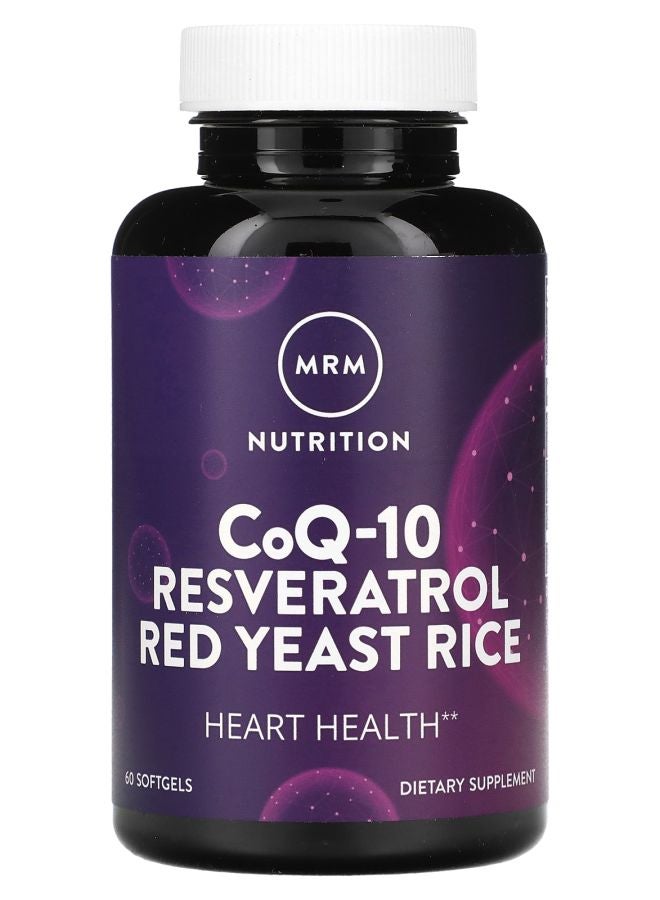 MRM Nutrition كيو 10 ريسفيراترول أرز الخميرة الحمراء 60 كبسولة لينة