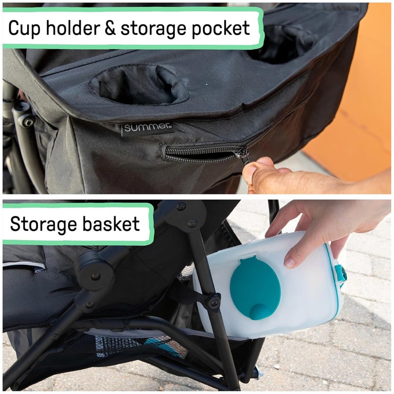 ingenuity Summer by Ingenuity 3D Mini Convenience Stroller  Lightweight Stroller with Compact Fold MultiPosition Recline Canopy with Pop Out Sun Visor and More  Umbrella Stroller for Travel and More Gray - Image 3