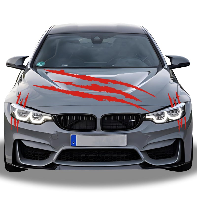 1 Full Set Monster Claw Sticker for Car Hood Decal 1 Set Car Decals Claw Mark Stickers to Cover Hood Headlights Scratches Modified CarsVansSUVsTrucks Motorbike Truck Decal DecorationRed