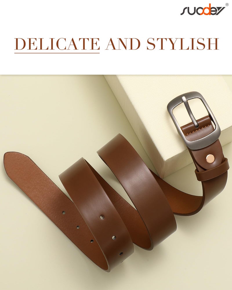 SUOSDEY Women Belts For Jeans Dresses Pants Ladies Light Coffee Belt Leather Waist Belt with Elegant Buckle Width 1.3" - Image 5