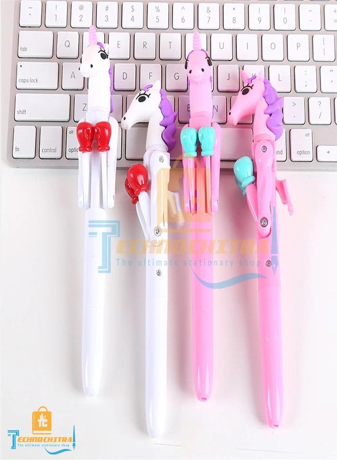 TECHNOCHITRA Unicorn & Skeleton BoxerS Pens – with Punch Action & LED Light (4Unicorn) - Image 3
