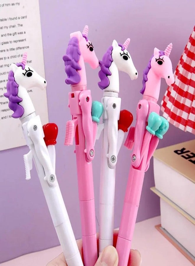 TECHNOCHITRA Unicorn & Skeleton BoxerS Pens – with Punch Action & LED Light (4Unicorn) - Image 1