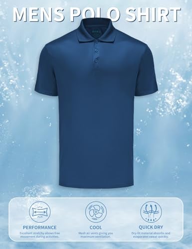 Opna Mens Dry-Fit Golf Polo Shirts,Royal,XX-Large - Image 5