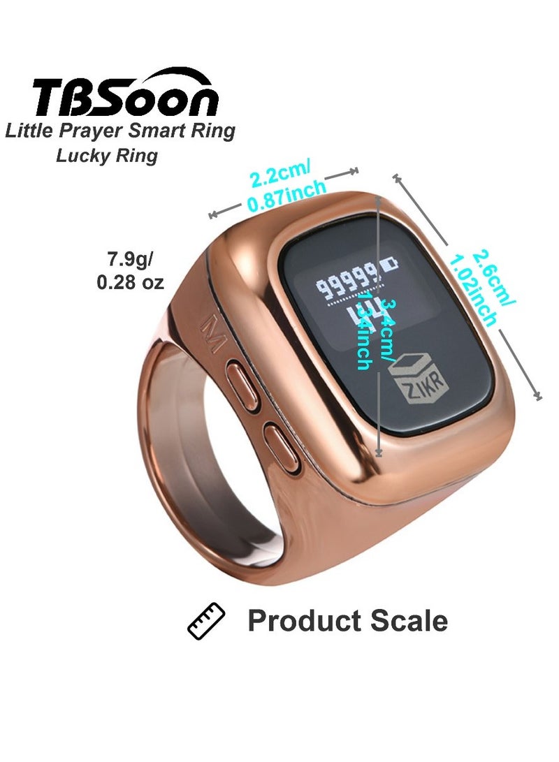 Luxury Prayer Smart Ring, Lucky Ring, Smart Tasbih Beads Ring, Watch Ring, with Prayer Counters, Long Battery, OLED Display, Fashionable, Cool, Perfect for Daily Wear and Gift Giving, Man and Women Samrt Ring, TBSoon iQIBLA Zikr Ring  - Image 3