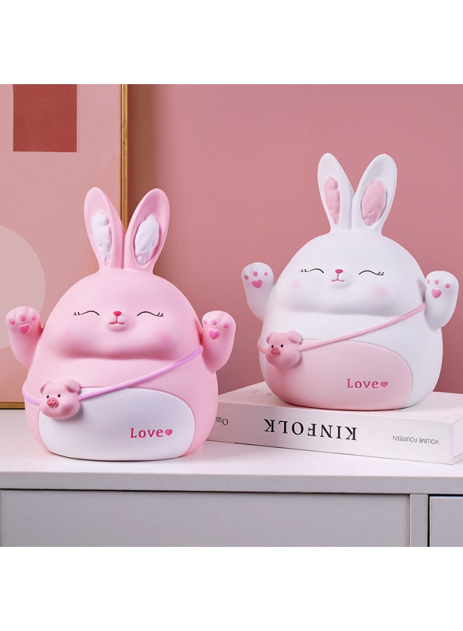 Rabbit Year Piggy Bank Children's Toy Piggy Bank Men's And Women's Gift Coin Box Piggy Bank Worker Vinyl Craft-Color:Dull Cat Gray Large Size  - Image 3