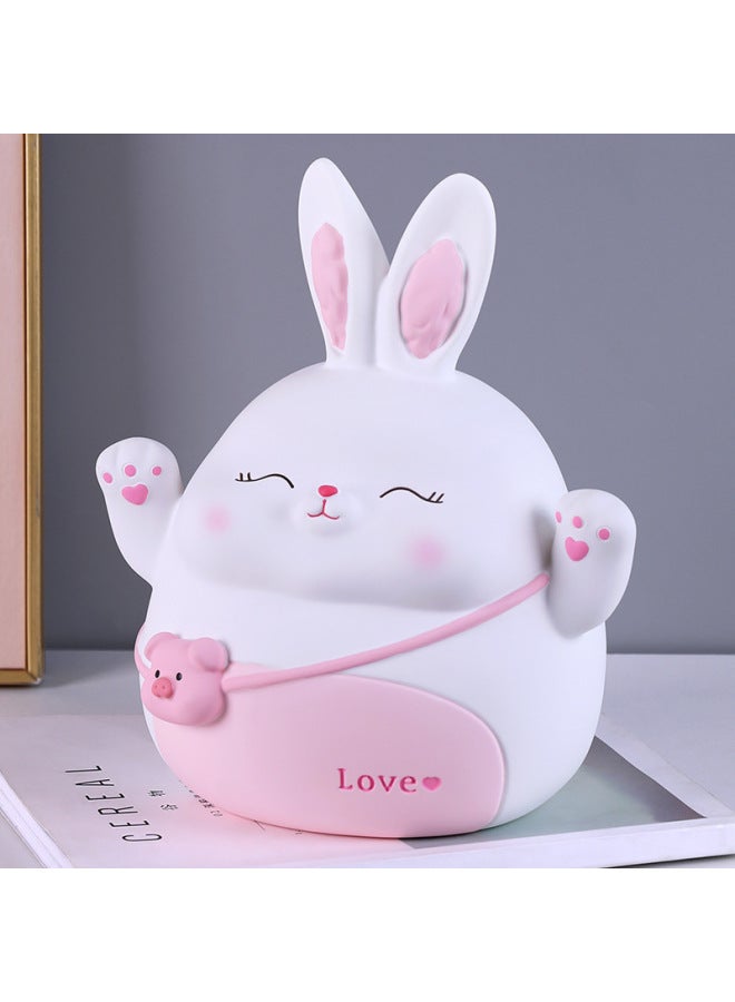 Rabbit Year Piggy Bank Children's Toy Piggy Bank Men's And Women's Gift Coin Box Piggy Bank Worker Vinyl Craft-Color:Dull Cat Gray Large Size  - Image 4