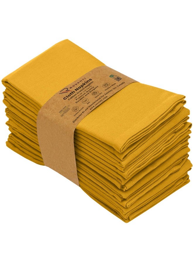 Ruvanti Cloth Napkins Set of 12, 18x18 Inches Napkins Cloth Washable, Soft, Durable, Absorbent, Cotton Blend. Table Dinner Napkins Cloth for Hotel, Lunch, Restaurant, Wedding Event, Parties - Mustard - Image 1