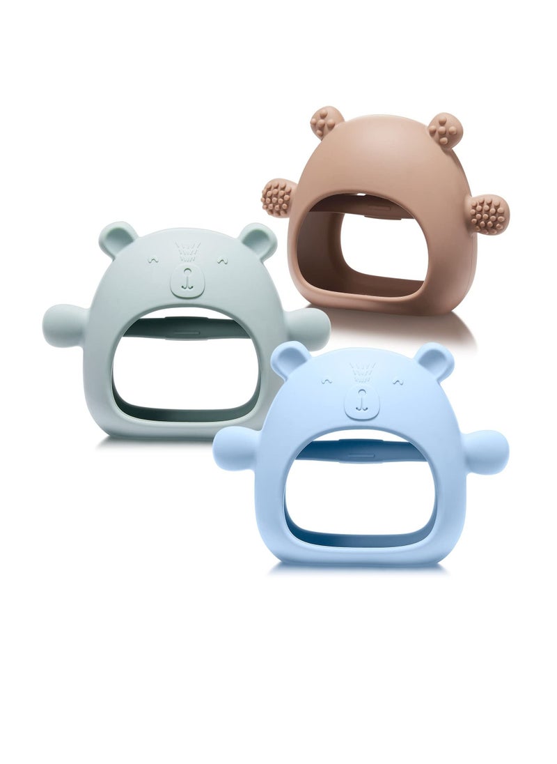 Generic - 3 Packs Bear Baby Teething Toy Silicone Teething Toys For Babies 0-6 Months 6-12 Months Anti Dropping Wrist Hand Teethers Baby Chew Toys For Sucking Needs - Image 1