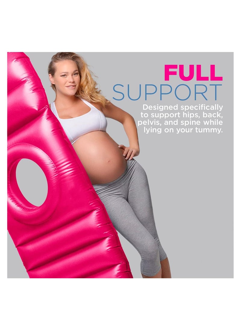 Inflatable Maternity Pillow Prevent Back Pain and Support Your Tummy During Pregnancy - Soft and Supportive Maternity Pillow Design (Pink)