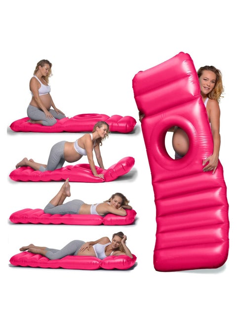 Inflatable Maternity Pillow Prevent Back Pain and Support Your Tummy During Pregnancy - Soft and Supportive Maternity Pillow Design (Pink)