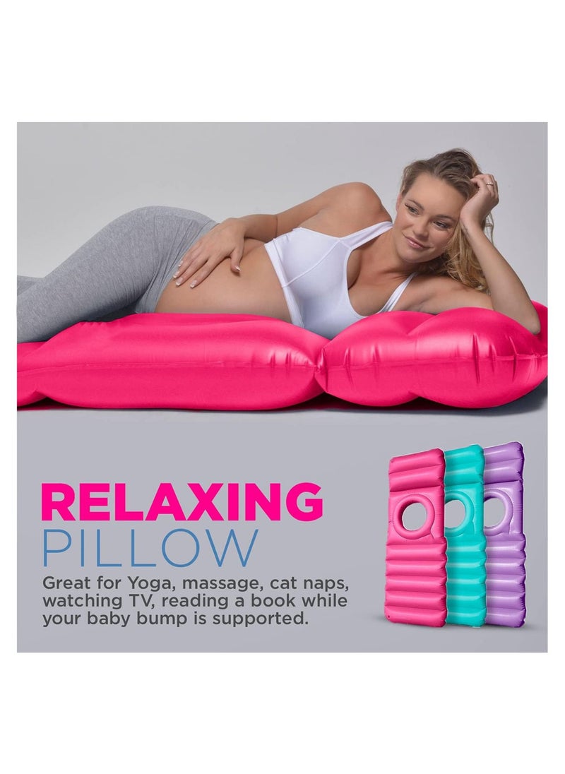 Inflatable Maternity Pillow Prevent Back Pain and Support Your Tummy During Pregnancy - Soft and Supportive Maternity Pillow Design (Pink)