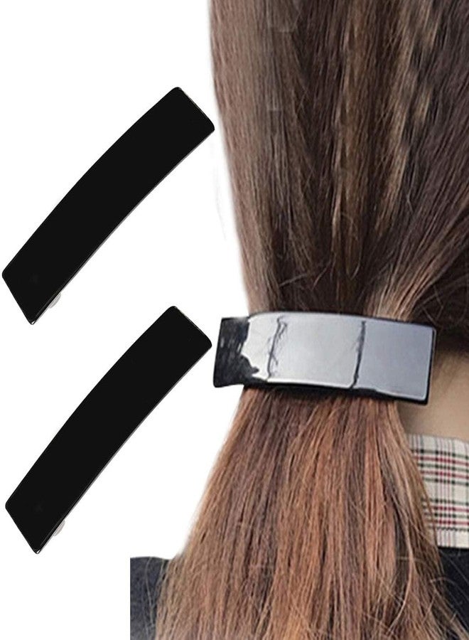 Kalaneet Large Black Metal Ponytail Holder Wide Hair Barrettes French Side Hair Clips Sweet Hair Pins Hair Slide Stylish for Thick Hair Women Girl Hair Accessories (4 pcs) (Beauty Black 101) - Image 1