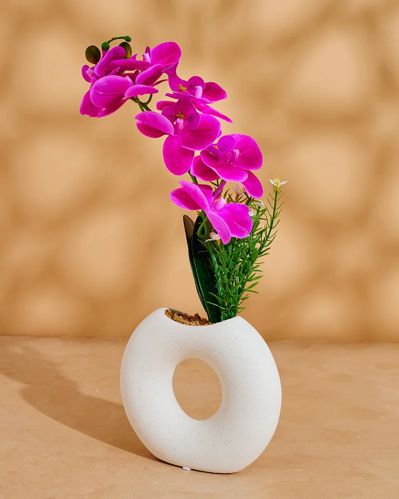 Redtag Purple Orchid In Circle Vase