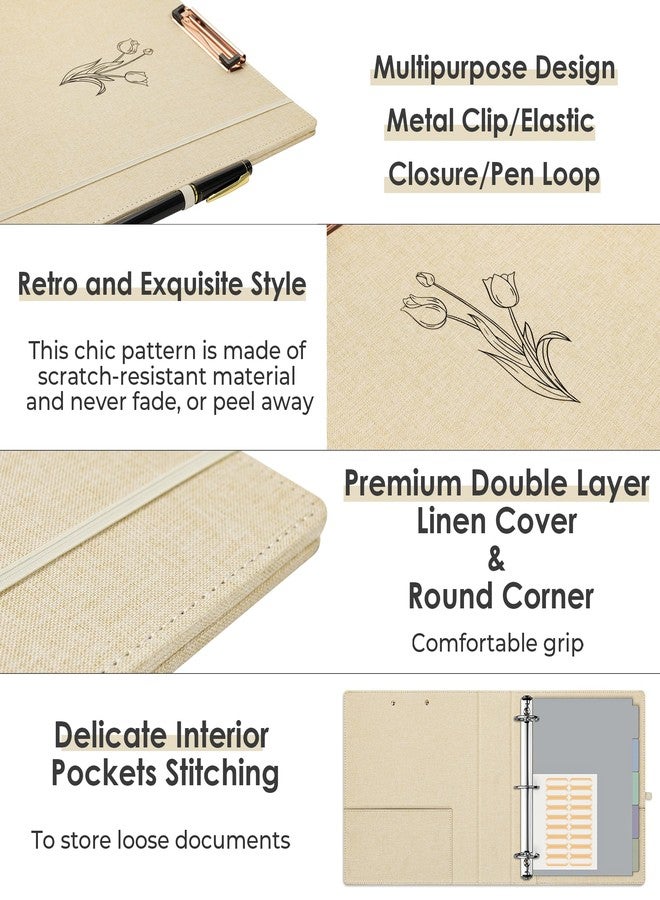 EYROZILL 3 Ring Binder 2 Inch, Binder for Letter Size (11" x 8.5") with 5 Tab Dividers, File Folder Labels and Low Profile Clipboards, Tulip White - Image 4