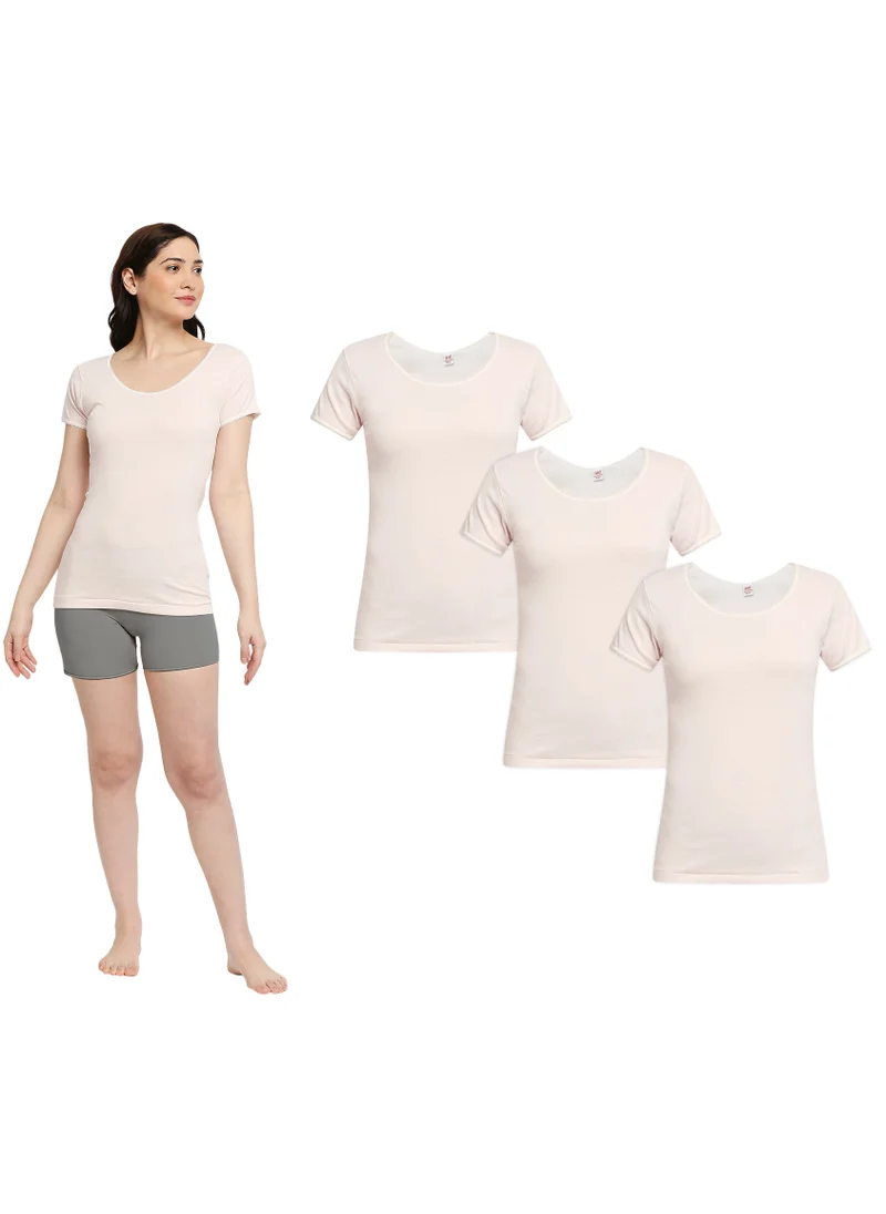 BYC WOMEN'S COTTON UNDERSHIRT (PACK OF 3) - PINK