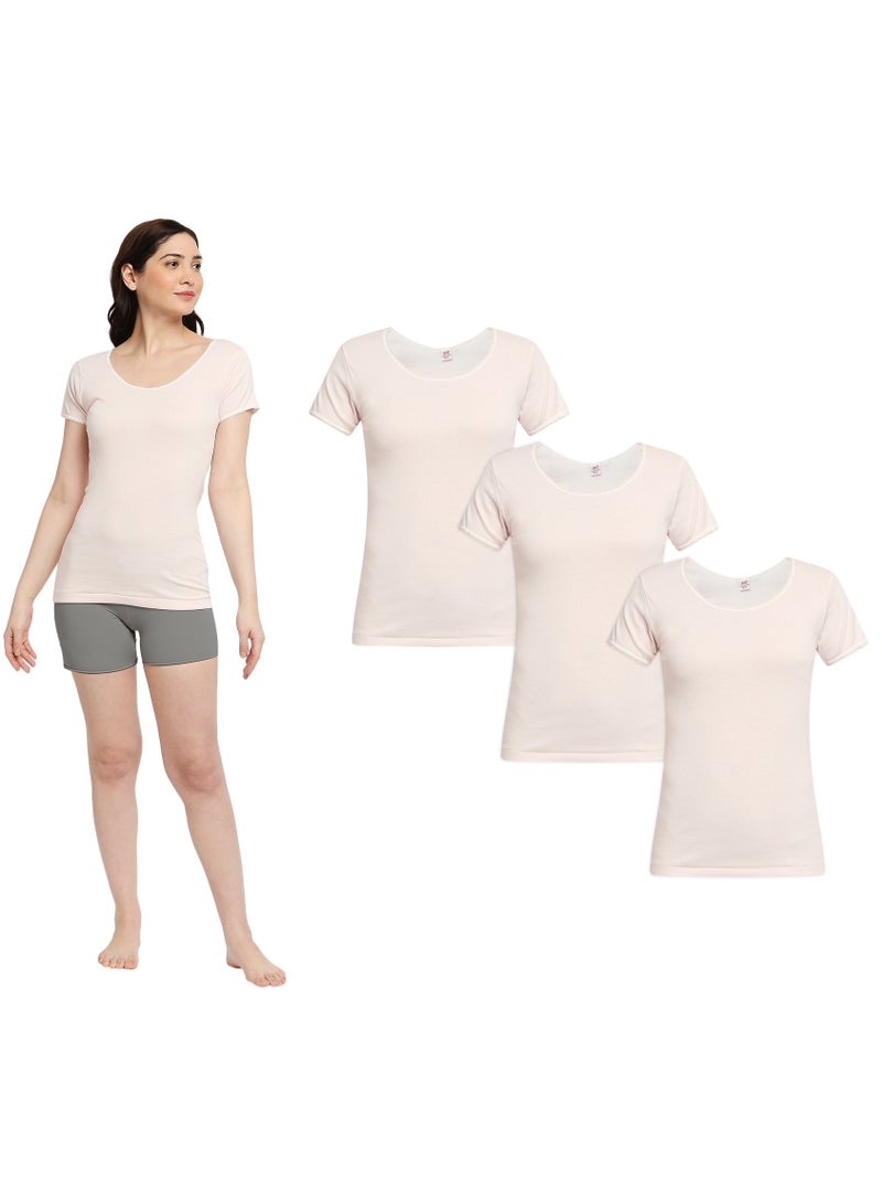 BYC WOMEN'S COTTON UNDERSHIRT (PACK OF 3) - PINK  - Image 1