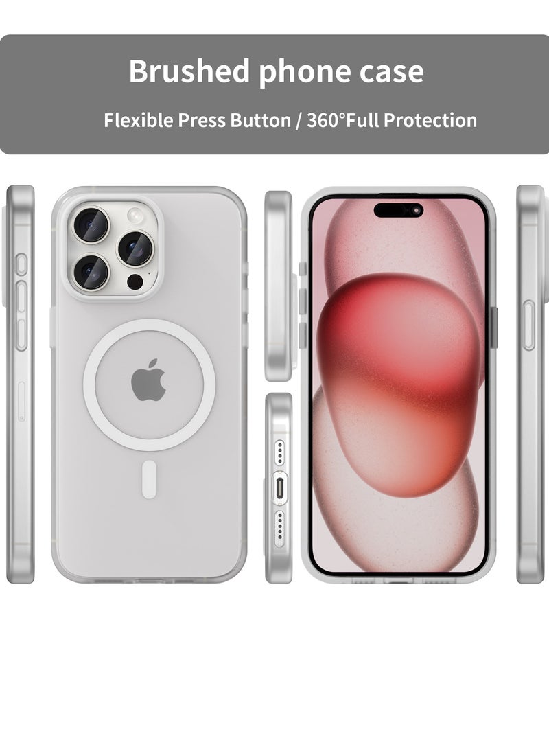 Abania iPhone 15 Pro Max Case with MagSafe, Translucent Matte White, Slim Military-Grade Shockproof, Anti-Yellow Anti-Fingerprint iPhone 15 Pro Max Cover Compatible with MagSafe Accessories - Image 2