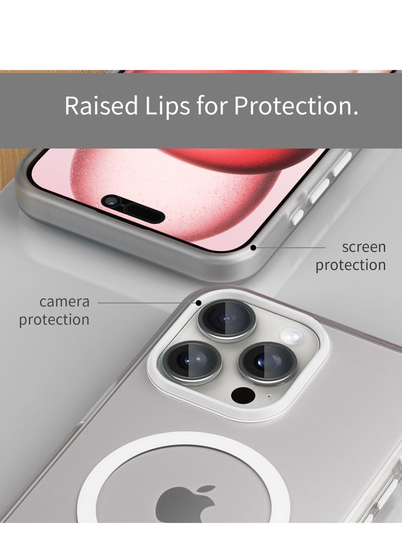 Abania iPhone 15 Pro Max Case with MagSafe, Translucent Matte White, Slim Military-Grade Shockproof, Anti-Yellow Anti-Fingerprint iPhone 15 Pro Max Cover Compatible with MagSafe Accessories - Image 5