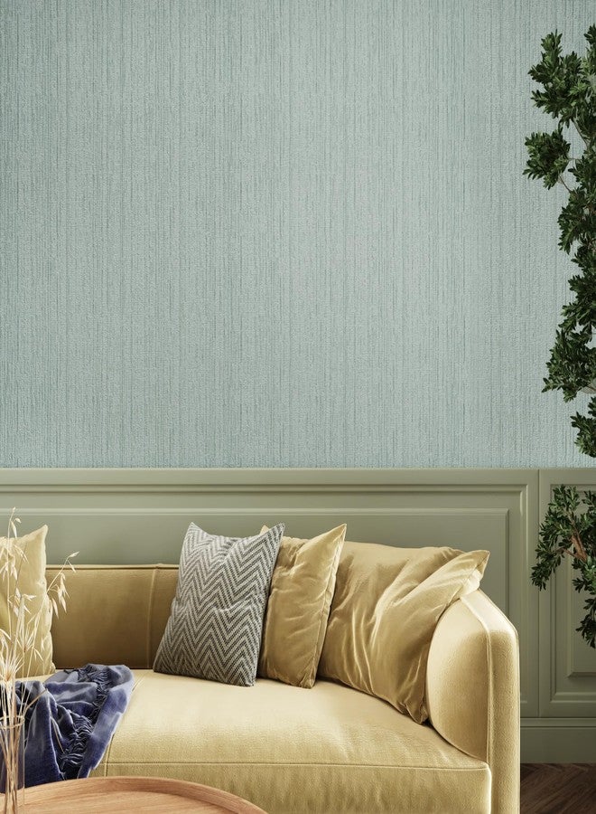 CRE8TIVE Mint Green Grasscloth Peel and Stick Wallpaper Faux Grasscloth Contact Paper for Cabinets Weave Linen Textured Wallpaper Removable Self Adhesive Vinyl Roll for Bathroom Bedroom Walls 12"x354" - Image 2