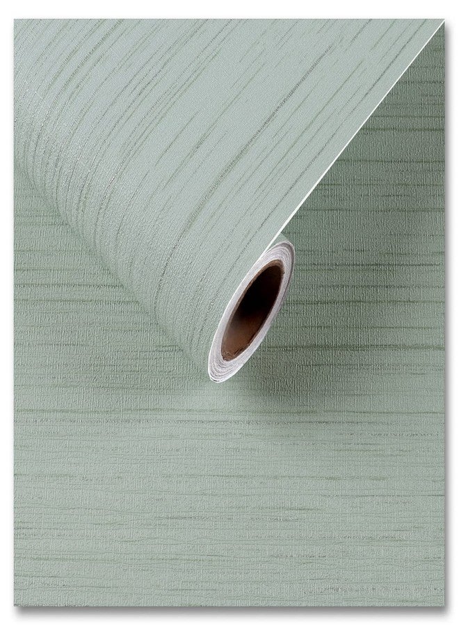 CRE8TIVE Mint Green Grasscloth Peel and Stick Wallpaper Faux Grasscloth Contact Paper for Cabinets Weave Linen Textured Wallpaper Removable Self Adhesive Vinyl Roll for Bathroom Bedroom Walls 12"x354" - Image 1