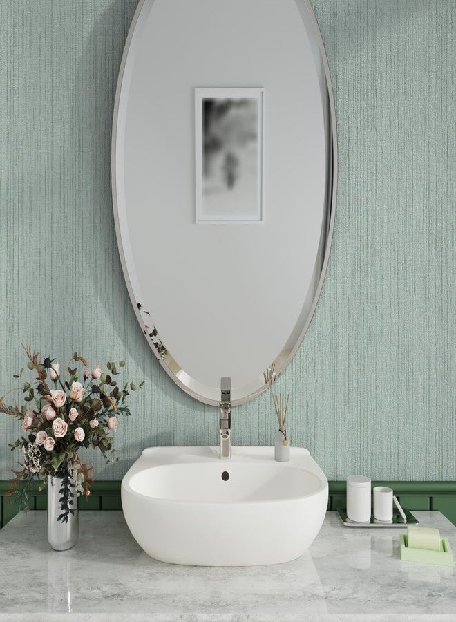 CRE8TIVE Mint Green Grasscloth Peel and Stick Wallpaper Faux Grasscloth Contact Paper for Cabinets Weave Linen Textured Wallpaper Removable Self Adhesive Vinyl Roll for Bathroom Bedroom Walls 12"x354" - Image 3