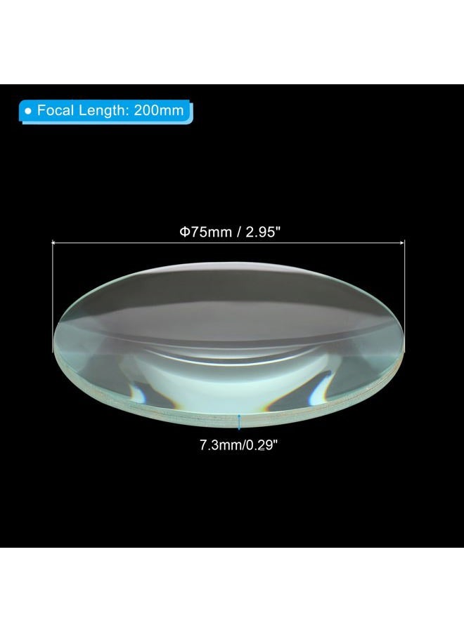 PATIKIL 8" (200mm) Focal Length Double Convex Lens, 75mm Diameter 7.3mm Height Glass Optically Polished Round Edges Lens for Physics Experiment, Clear - Image 2