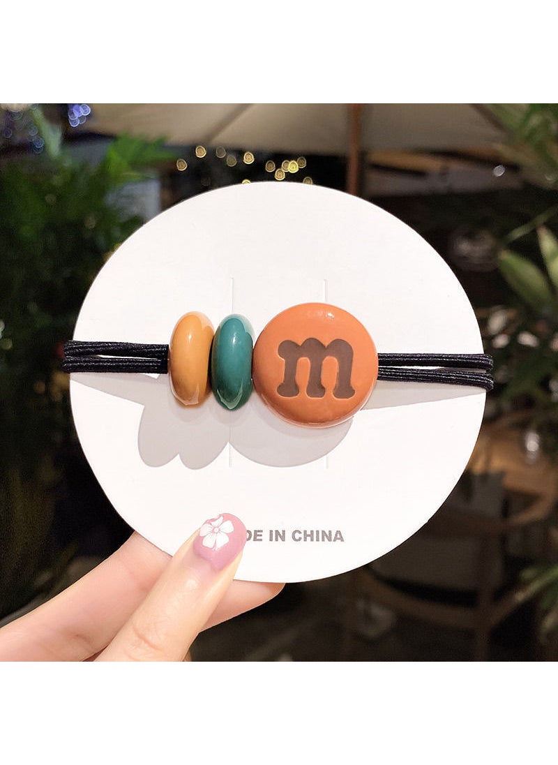 Generic Fresh Small Flower Rubber Band Hair Ties Simple Forest Women Series Pearl Headband Hair Ropes Handmade Crafts Cartoon Style Orange 