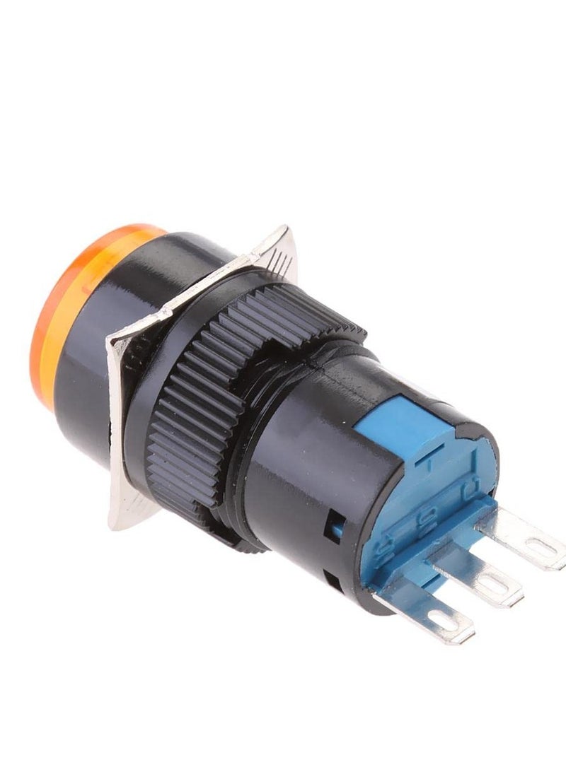 KNP KNP AP16Y-11A is a compact round push button switch designed for On-Off functionality Its bright yellow color enhances visibility making it an excellent choice for control panels and equipment that require easy identification.  - Image 1