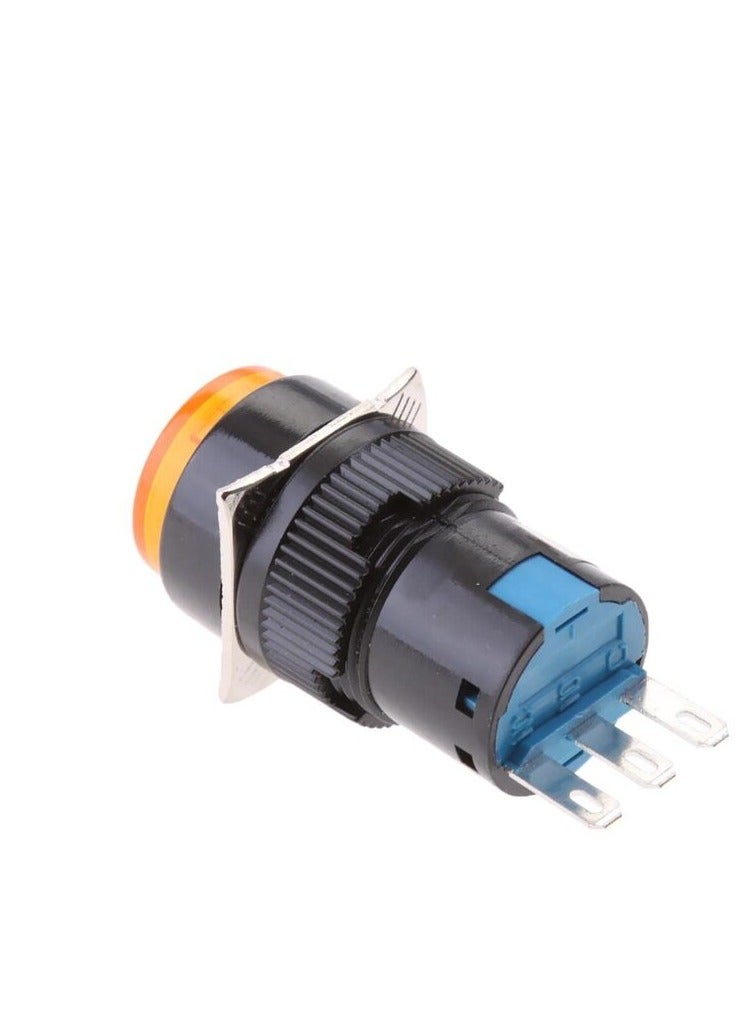 KNP KNP AP16Y-11A is a compact round push button switch designed for On-Off functionality Its bright yellow color enhances visibility making it an excellent choice for control panels and equipment that require easy identification.  - Image 2