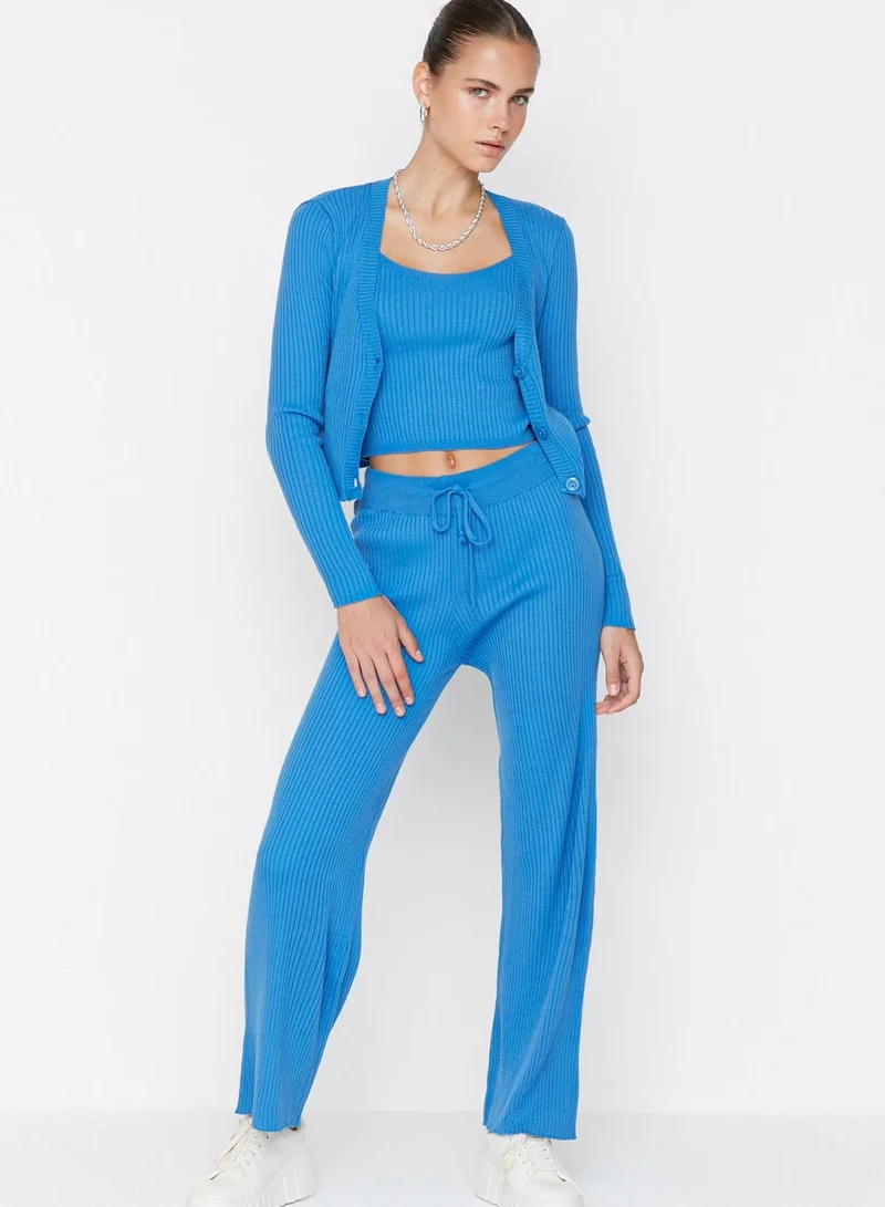 trendyol Button Detail Ribbed Cardigan & Pants Set