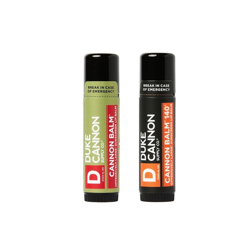 Duke Cannon Cannon Lip Balm 140  Tactical Lip Protectant Bundle  SPF 30  SPF 15 Blood Orange Mint  Fresh Mint Flavors 2 Pack