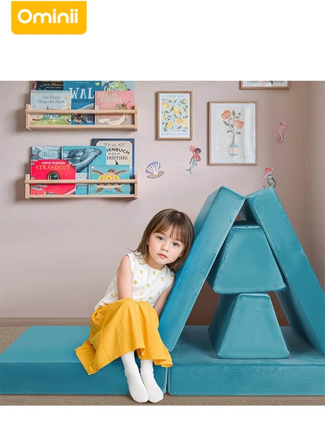 Ominii - Kids' Play Sofa Activity Center - Modular & Foldable Design, Sparks Creativity, Safe & Durable, Perfect for Playrooms or Indoor Fun - Blue - Image 1
