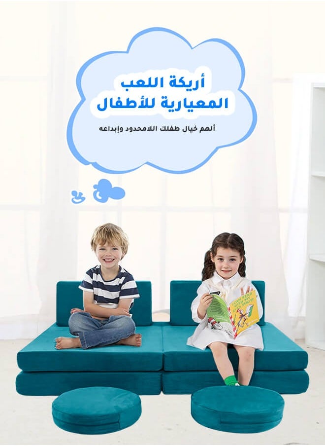 Ominii - Kids' Play Sofa Activity Center - Modular & Foldable Design, Sparks Creativity, Safe & Durable, Perfect for Playrooms or Indoor Fun - Blue - Image 1