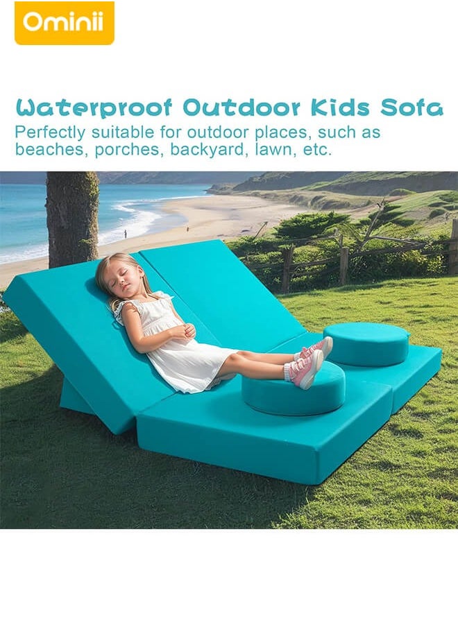 Ominii - Kids' Play Sofa Activity Center - Modular & Foldable Design, Sparks Creativity, Safe & Durable, Perfect for Playrooms or Indoor Fun - Blue - Image 1