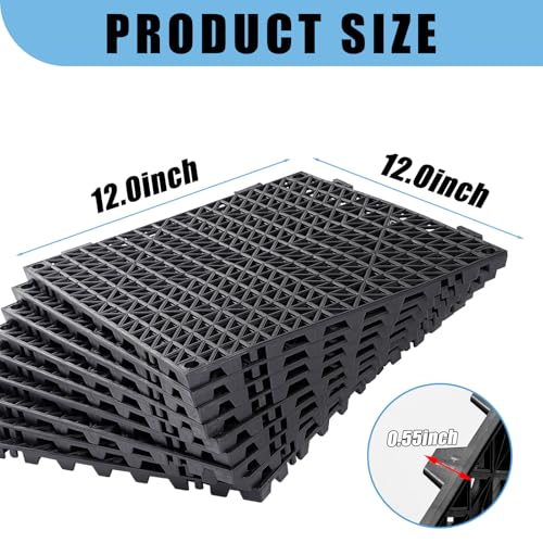 EVANCENT 8Pack Drainage Interlocking Floor Tiles, Non-Slip Pool Deck Drain Tiles for Flooring, Soft PVC Splicing Modular Cushion Mats, Rubber Floor Tiles with Holes for Shower Basement Garage Shed - Image 2