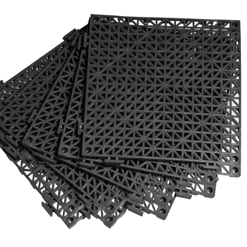 EVANCENT 8Pack Drainage Interlocking Floor Tiles, Non-Slip Pool Deck Drain Tiles for Flooring, Soft PVC Splicing Modular Cushion Mats, Rubber Floor Tiles with Holes for Shower Basement Garage Shed - Image 1